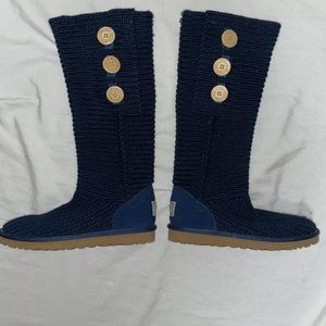 Ugg Knit Navy Blue Tall Boot Pre-owned